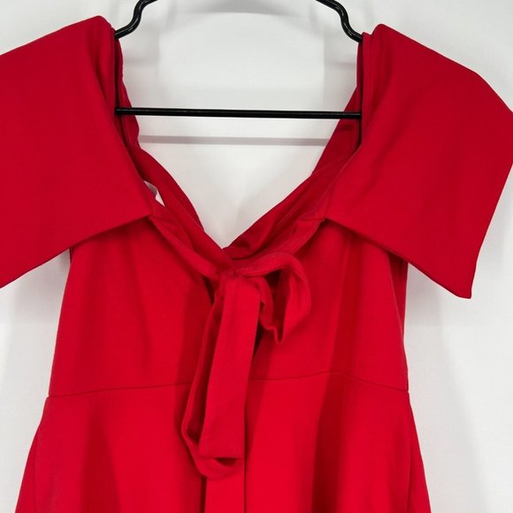 Revolve LPA Dress Off The Shoulder Red Cayenne Mini Skater - Picture 11 of 12